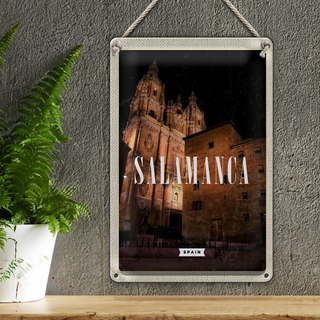Blechschild Reise 20x30cm Salamanca Spain Architektur Nacht