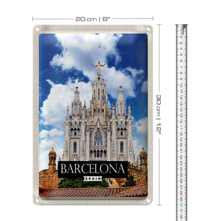 Blechschild Reise 20x30cm Barcelona Spain Sagrat Cor Kirche