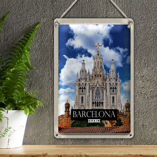 Blechschild Reise 20x30cm Barcelona Spain Sagrat Cor Kirche