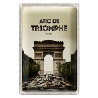 Blechschild Reise 20x30cm Arc de Triomphe Paris Retro Bild