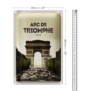 Blechschild Reise 20x30cm Arc de Triomphe Paris Retro Bild