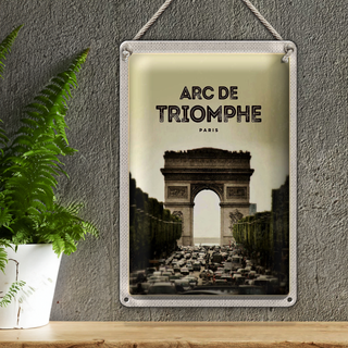 Blechschild Reise 20x30cm Arc de Triomphe Paris Retro Bild