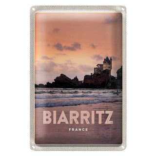 Blechschild Reise 20x30cm Biarritz France Sonnenuntergang