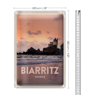 Blechschild Reise 20x30cm Biarritz France Sonnenuntergang