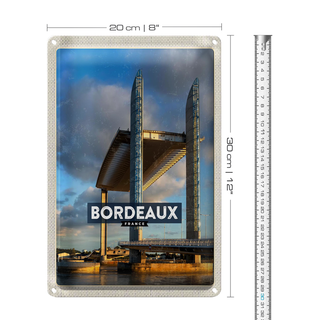 Blechschild Reise 20x30cm Bordeaux France Hubbrücke Tourismus