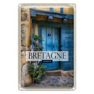 Blechschild Reise 20x30cm Bretagne France Holztür 7
