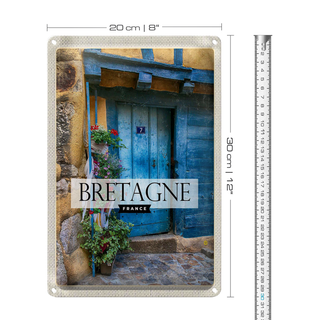 Blechschild Reise 20x30cm Bretagne France Holztür 7