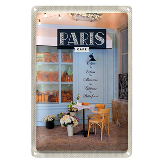 Blechschild Reise 20x30cm Paris Cafe Crepes Eclairs Macarons