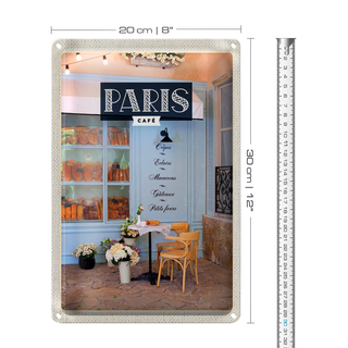 Blechschild Reise 20x30cm Paris Cafe Crepes Eclairs Macarons