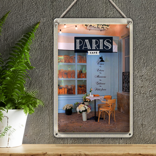 Blechschild Reise 20x30cm Paris Cafe Crepes Eclairs Macarons