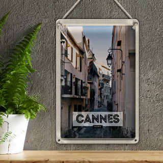 Blechschild Reise 20x30cm Cannes France Architektur Straße