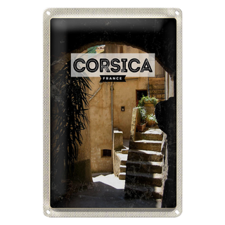 Blechschild Reise 20x30cm Corsica France Architektur Urlaubsort