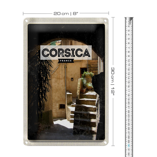 Blechschild Reise 20x30cm Corsica France Architektur Urlaubsort