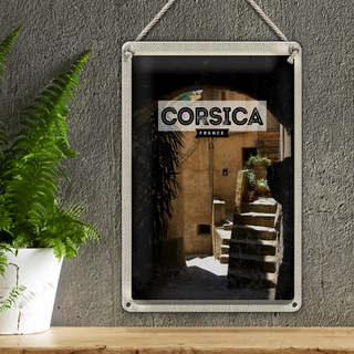 Blechschild Reise 20x30cm Corsica France Architektur Urlaubsort