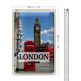 Blechschild Reise 20x30cm London Telephone Retro