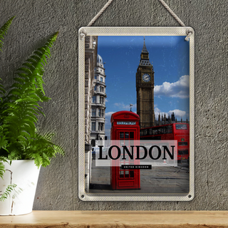 Blechschild Reise 20x30cm London Telephone Retro