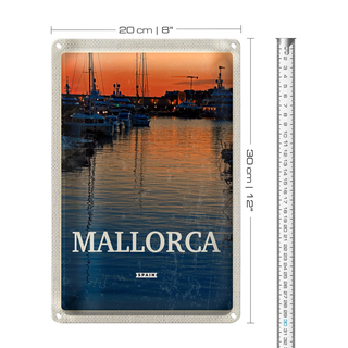 Blechschild Reise 20x30cm Mallorca Spain Sonnenuntergang