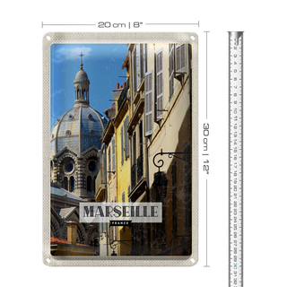 Blechschild Reise 20x30cm Marseille France Retro Altstadt