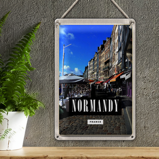 Blechschild Reise 20x30cm Normandy France Stadt Reiseziel