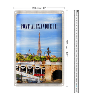 Blechschild Reise 20x30cm Pont Alexandre III Tourismus
