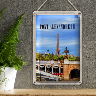 Blechschild Reise 20x30cm Pont Alexandre III Tourismus
