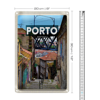 Blechschild Reise 20x30cm Porto portugal Altstadt Bild