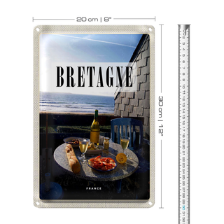 Blechschild Reise 20x30cm Bretagne Drance Urlaub Frühstück