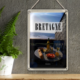 Blechschild Reise 20x30cm Bretagne Drance Urlaub Frühstück