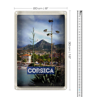 Blechschild Reise 20x30cm Corsica France Frankreich Panorama