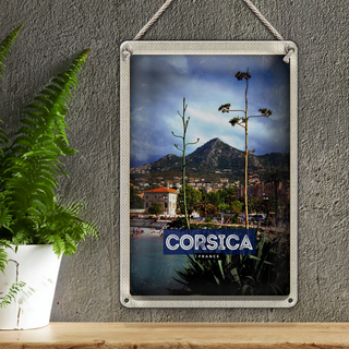 Blechschild Reise 20x30cm Corsica France Frankreich Panorama