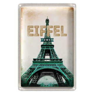 Blechschild Reise 20x30cm Eiffel Tower Retro Tourismus