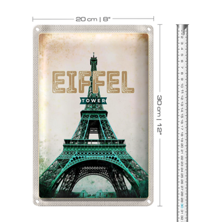 Blechschild Reise 20x30cm Eiffel Tower Retro Tourismus