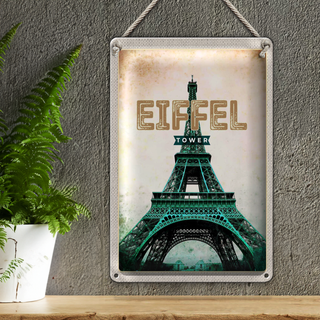 Blechschild Reise 20x30cm Eiffel Tower Retro Tourismus