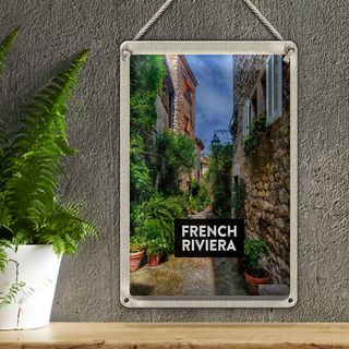 Blechschild Reise 20x30cm French Riviera Altstadt