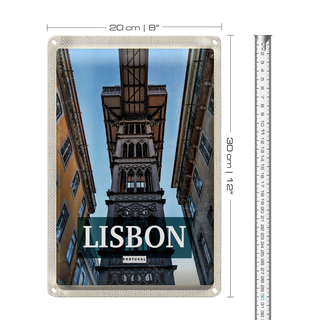 Blechschild Reise 20x30cm Lisbon Portugal Retro Tourismus