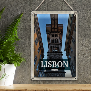 Blechschild Reise 20x30cm Lisbon Portugal Retro Tourismus
