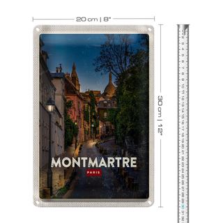 Blechschild Reise 20x30cm Montmartre Paris Retro