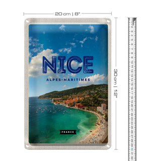 Blechschild Reise 20x30cm Nice Alpes-Maritimes Panorama Bild