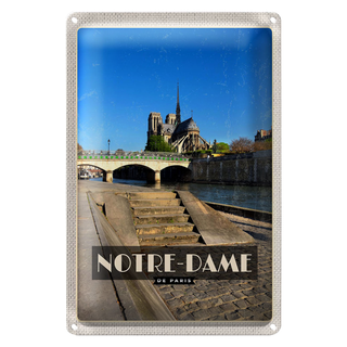 Blechschild Reise 20x30cm Notre - Dame Paris Tourismus