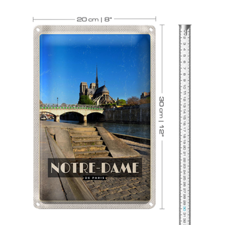 Blechschild Reise 20x30cm Notre - Dame Paris Tourismus