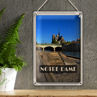 Blechschild Reise 20x30cm Notre - Dame Paris Tourismus