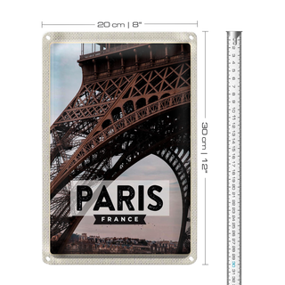 Blechschild Reise 20x30cm Paris France Reiseziel Eiffelturm Schild