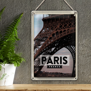 Blechschild Reise 20x30cm Paris France Reiseziel Eiffelturm Schild