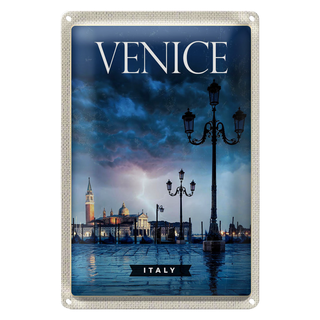 Blechschild Reise 20x30cm Venice Italy Poster Blitz Gewitter