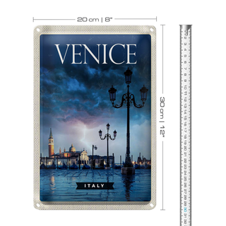 Blechschild Reise 20x30cm Venice Italy Poster Blitz Gewitter