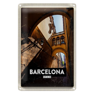 Blechschild Reise 20x30cm Barcelona Spain Retro Architektur