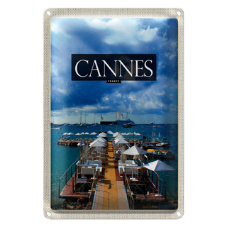 Blechschild Reise 20x30cm Cannes France Urlaub Retro