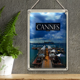 Blechschild Reise 20x30cm Cannes France Urlaub Retro