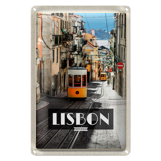 Blechschild Reise 20x30cm Lisbon Portugal Straßenbahn