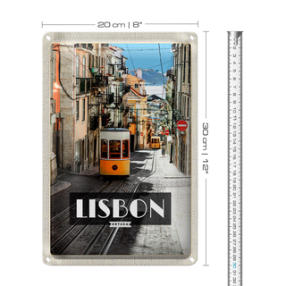 Blechschild Reise 20x30cm Lisbon Portugal Straßenbahn